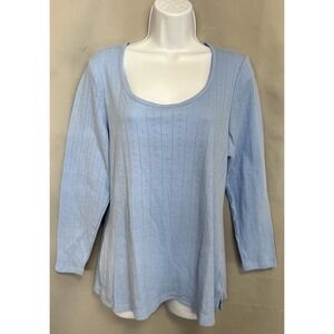 Lot Of 2 Old Navy Women's Blue/ Gray Ribbed Eyelet Knit Long Sleeve‎ Top Sz XL